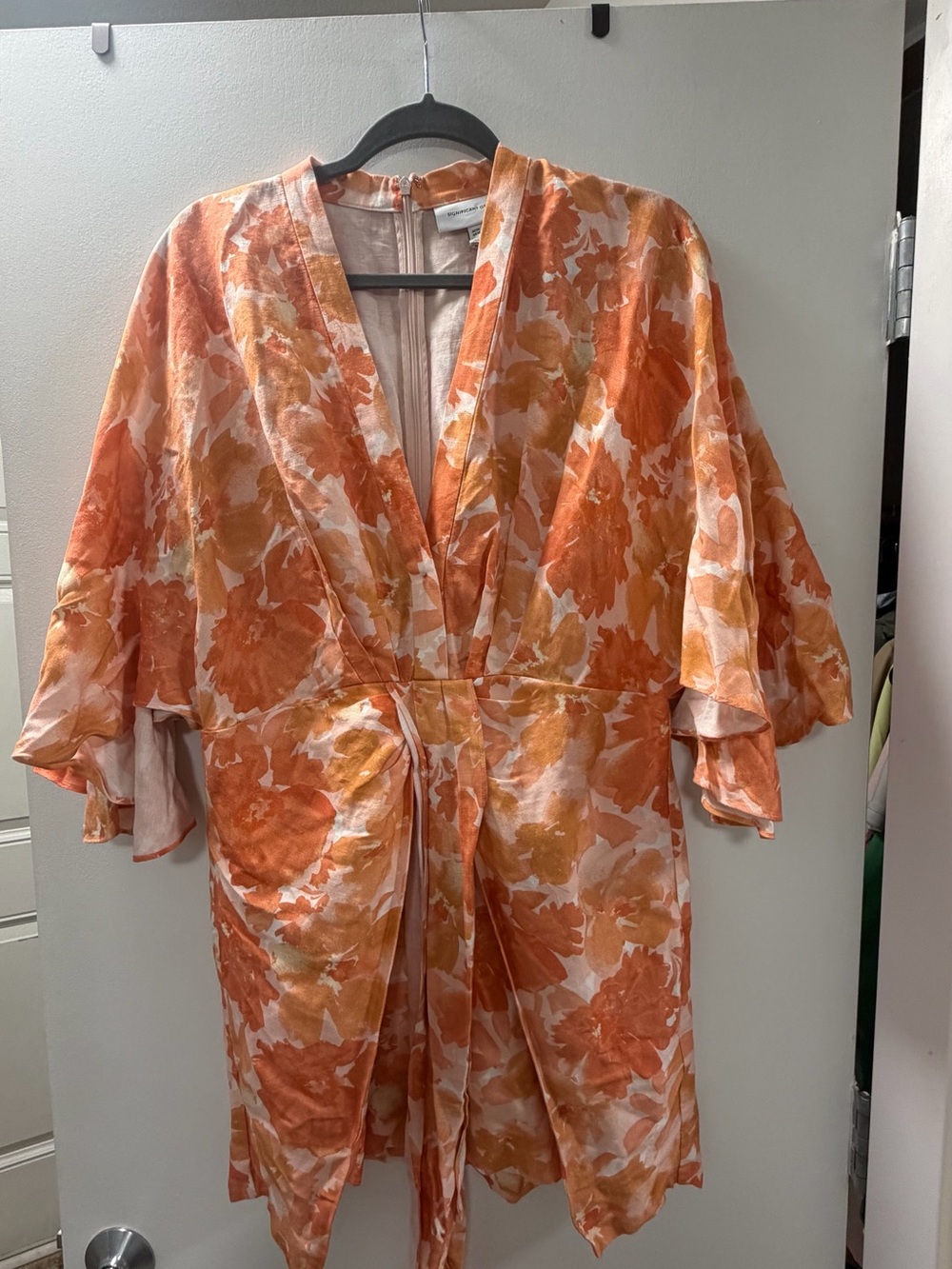 Tie-Front Orange Floral Cape Dress by Significant Other